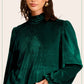 HCT7698-Soft Velvet Long Puff Sleeve Blouse Top shirt womens