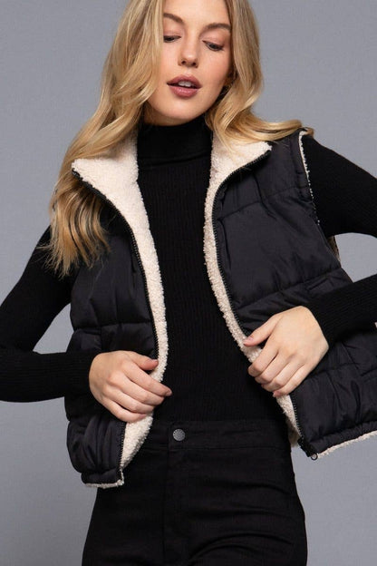 Reversible Fur Padding Vest J14045