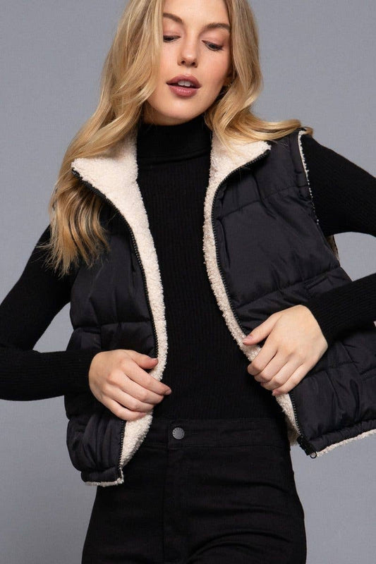 Reversible Fur Padding Vest J14045