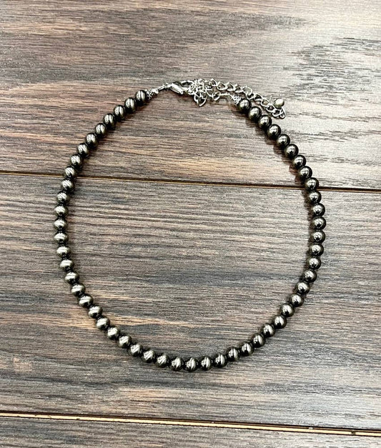738021 , 16" Handmade 8mm Polish Navajo Bead Necklace