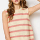 MCS3584-Classic Chunky Striped Sleeveless Sweater Top