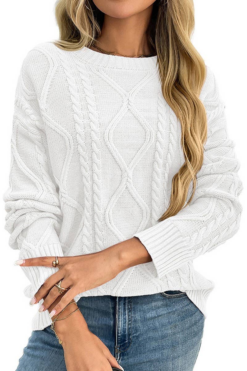 CWOSWL07714 VINTAGE CABLE KNIT SWEATER WOMENS Outerwear women’s