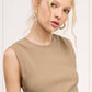 Shirts Women’s-Stretchy Basic Ribbed Sleeveless Crew Neck Tank Top HUT7340