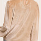 HCT7698-Soft Velvet Long Puff Sleeve Blouse Top shirt womens