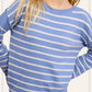 MCS3588-Striped Round Neck Loose Fit Long Sleeve Sweater