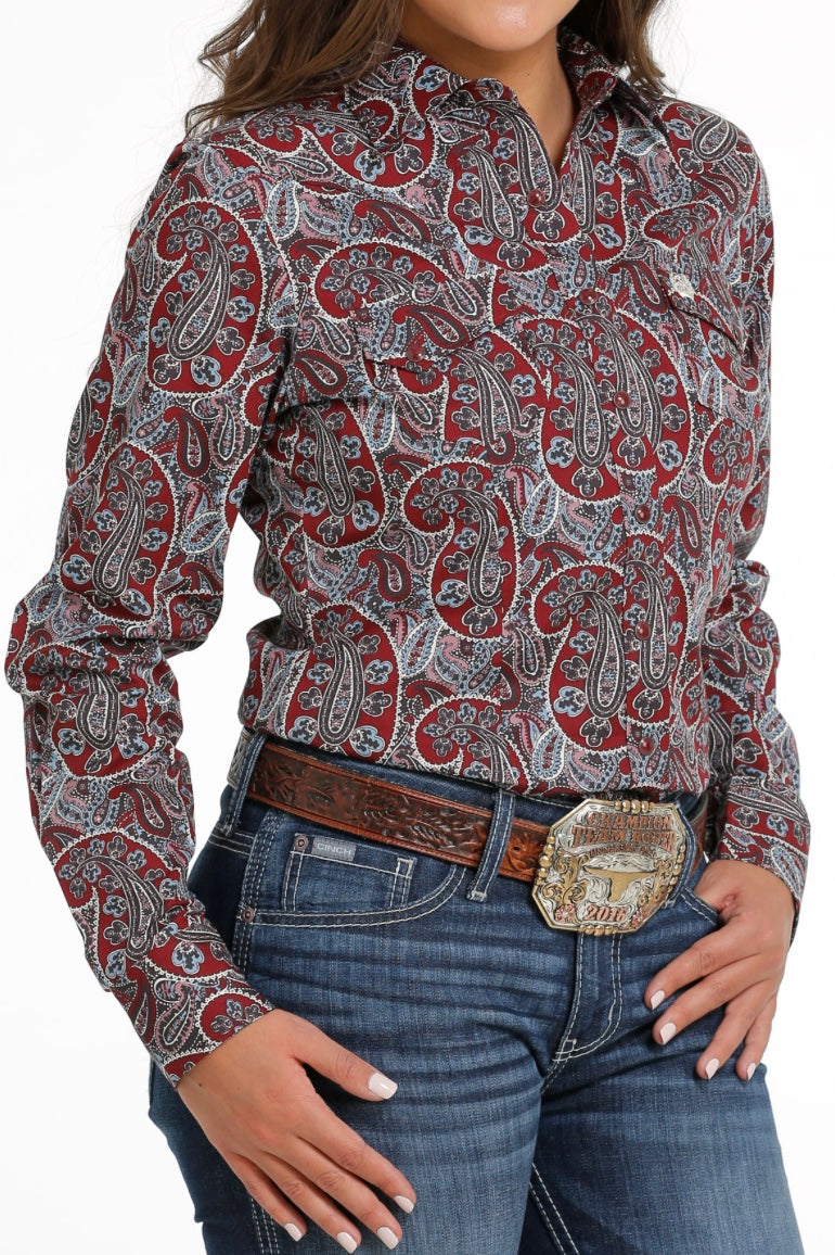 Shirt Women’s Cinch Long Sleeve Burgundy MSW9201043