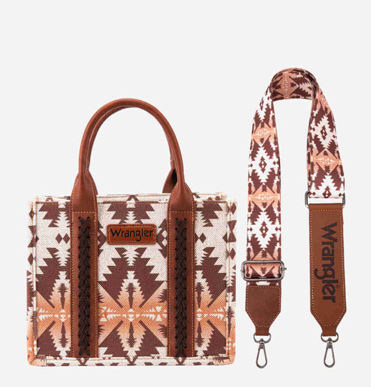 Purses Wrangler Light Coffee Allover Aztec Crossbody WG2203-8120SLCF