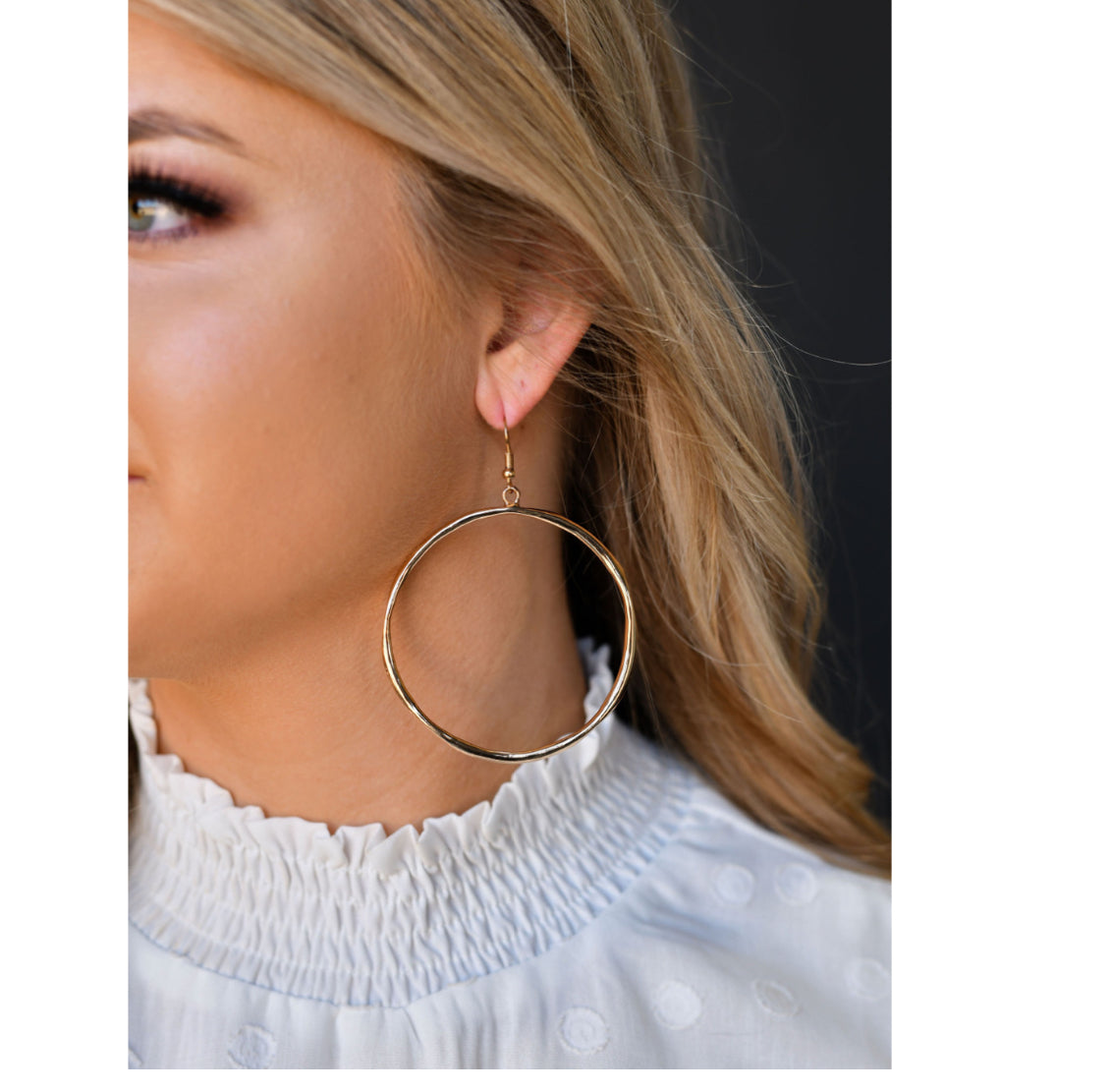 Earrings Gold Dangle Hoop E661G