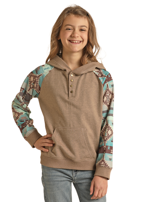 Outerwear Girl’s Rock&Roll Contrast Sleeve Hoodie RRGT94R0Y9