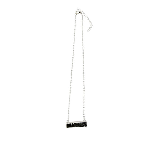 Dainty Bar Necklace with Black Stone N547BLK
