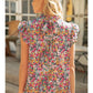 Shirts Women’s Venessa Sleeveless Ruffle Print Top 31652-2