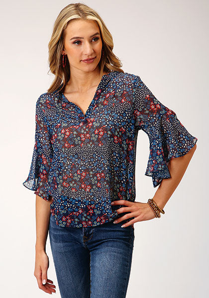 Shirt Women’s Roper Floral Short Sleeve 03-051-0590-3011