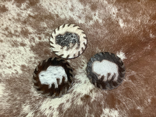 Gift Home Furnishings Cowhide Coaster Buffalo Patch