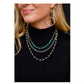 Three Strand Necklace with Turquoise and Faux Navajo Pearls N1289