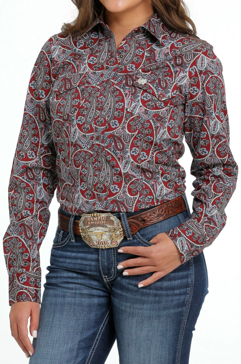 Shirt Women’s Cinch Long Sleeve Burgundy MSW9201043