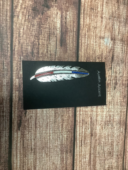 Accessories Hat Pin Feather Red White Blue