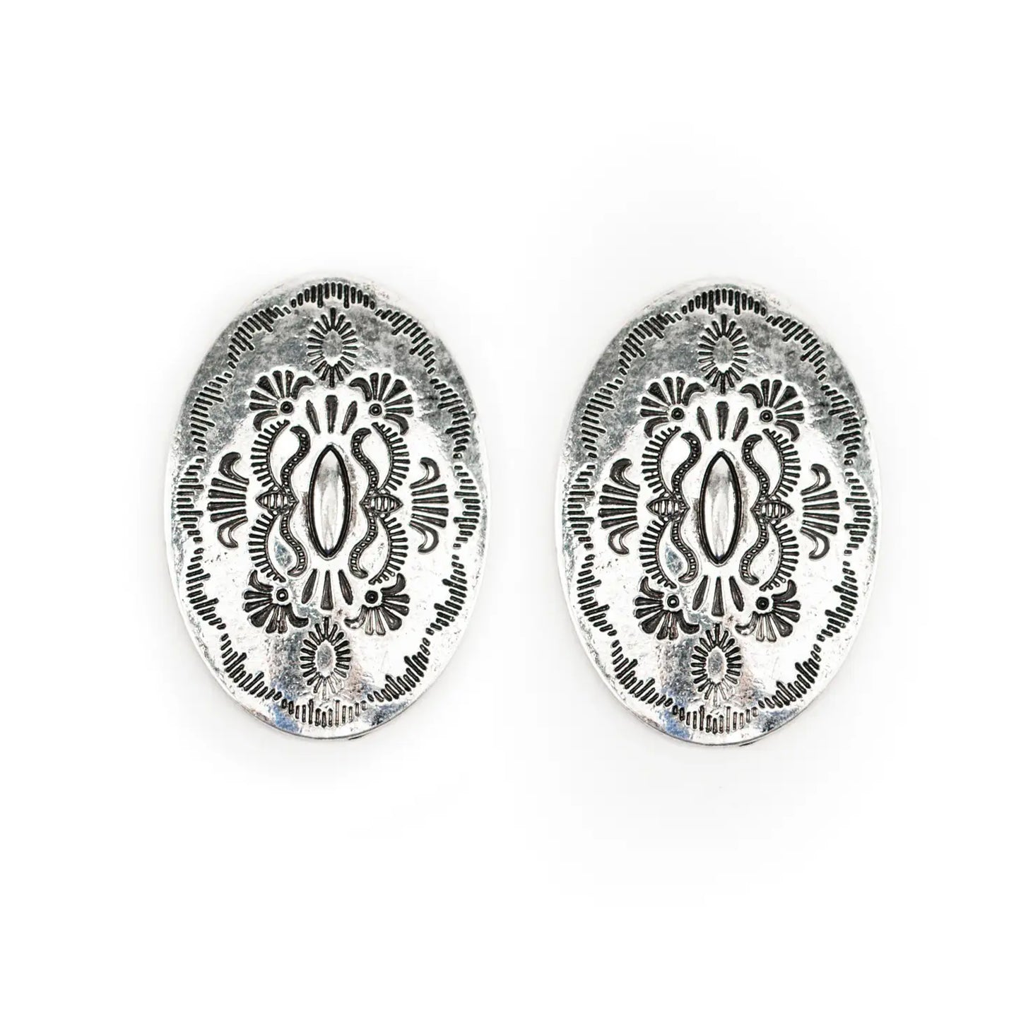 Jewelry Earrings Silver Stamped Post E824