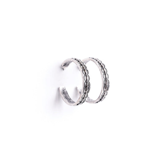 Earrings Silver Stamped Hoop E586