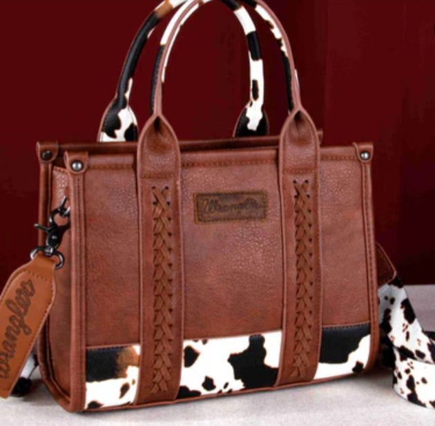 Purses Wrangler Cow Print Crossbody Brown  WG102