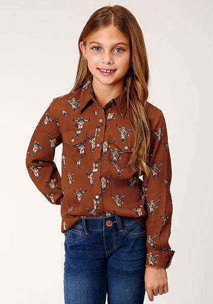 Shirts Girls Long Sleeve Cowskull Print 03-080-0590-6103