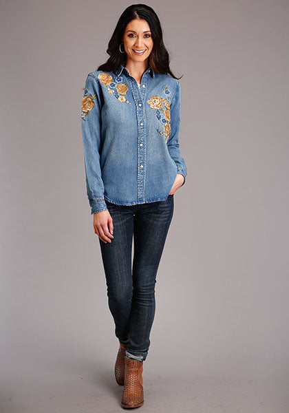Shirts Women's Stetson Floral Embroidered Denim Shirt