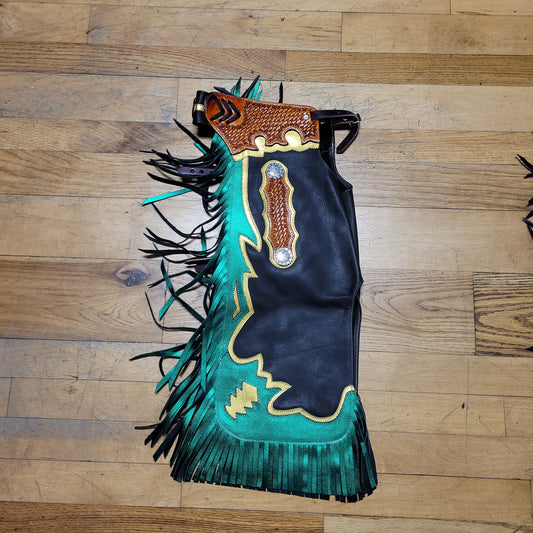 Chaps Green, Black Gold& Tan PeeWee Chaps