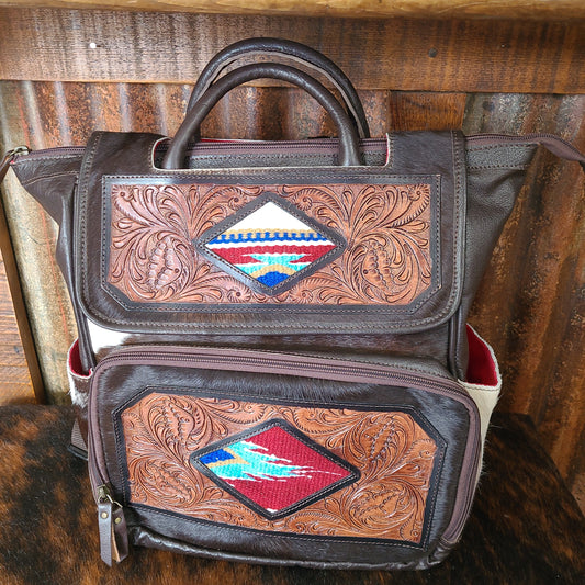 Backpacks Western Style Cowhide and Tooled leather.