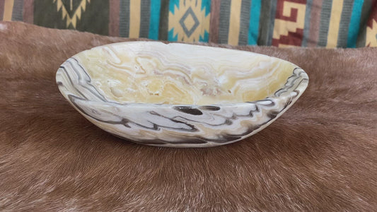 Home Furnishings Market Hill On 6 Zebra Onyx Deep Polished Bowl AMO/29155