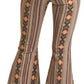 Jeans Women’s Rock and Roll HIGH RISE STRETCH TAN AZTEC BELL BOTTOM JEANS