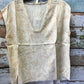 Shirts Women’s Leaf Print Raw Edge Blouse Dusty Clay