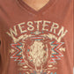 Shirts Women’s Rock & Roll Denim Vneck Graphic Tee RRWT21R053