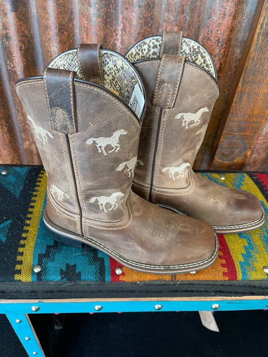 Kids Boots Smoky Mountain Rancher Brown Oil Distress 3882C