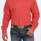 Shirts Men’s Cinch Red White and Blue Striped Long Sleeve Stretch