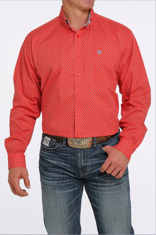 Shirts Men’s Cinch Red White and Blue Striped Long Sleeve Stretch