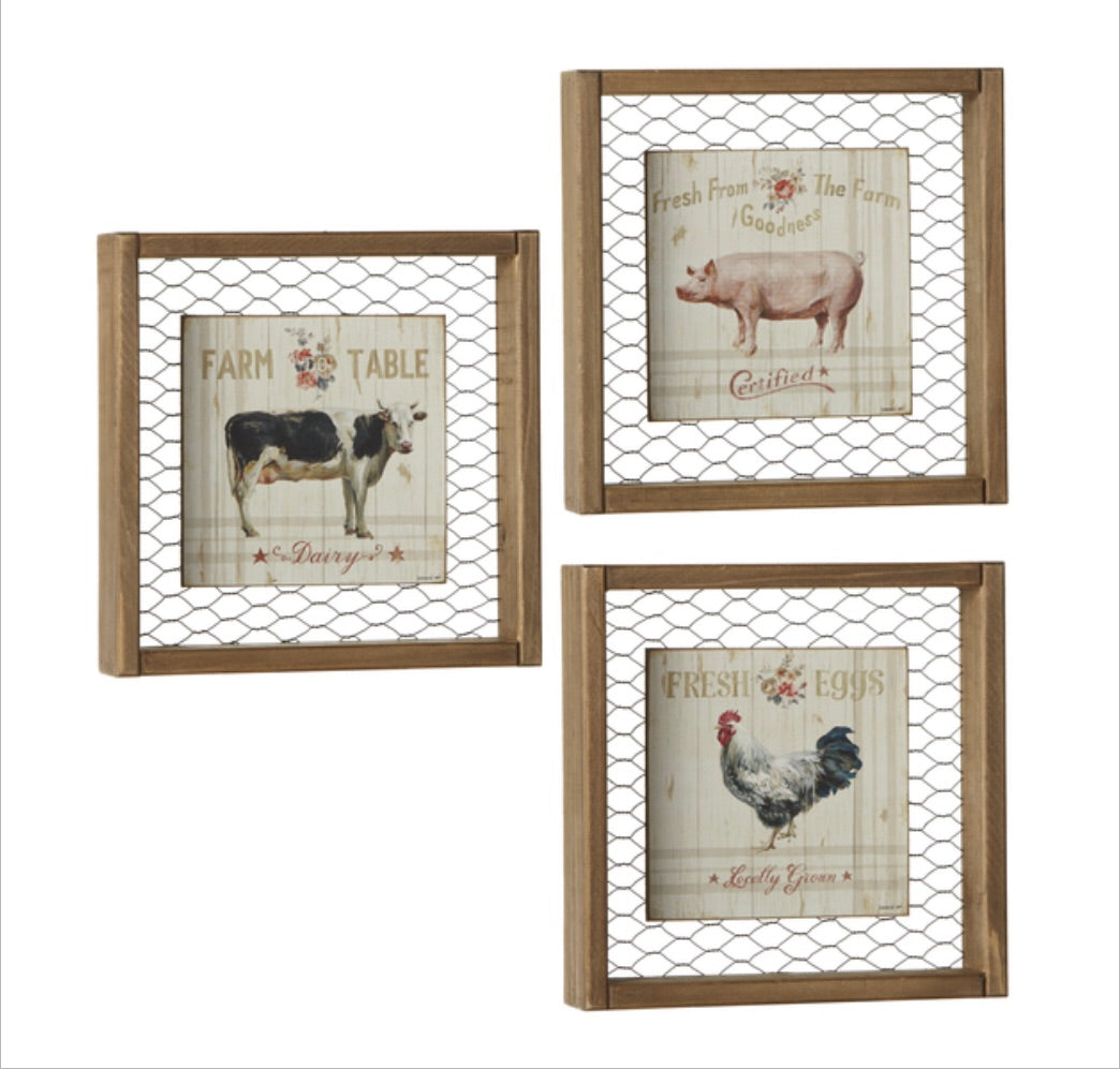 Giftware Ganz Farm Animals Framed in Chickenwire 163887