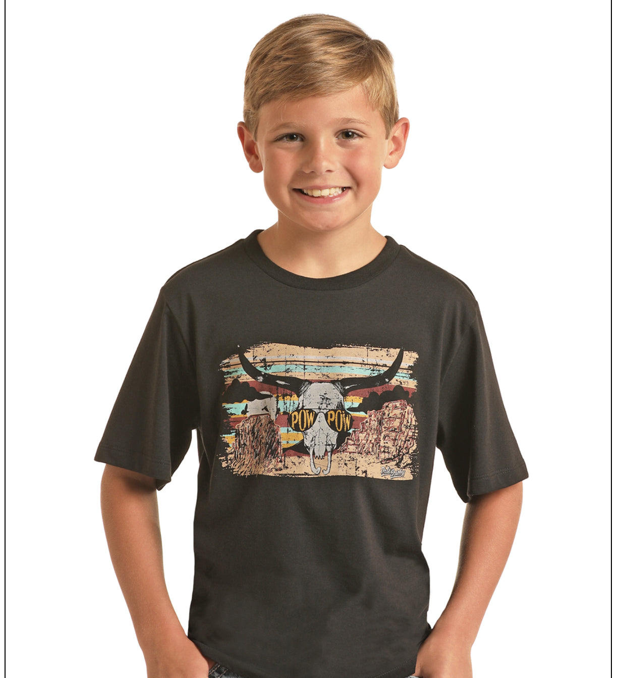 Shirts Kid’s T-Shirt Black Dale Brisby Sunglasses Cow Skull Pow Pow