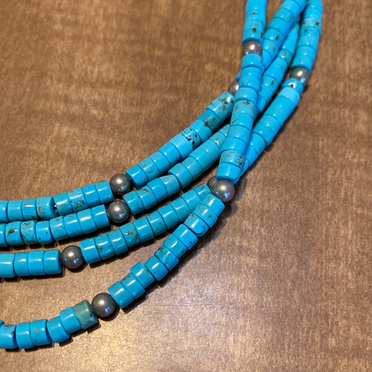14 inch 3 mm Navajo & Tq necklace 134