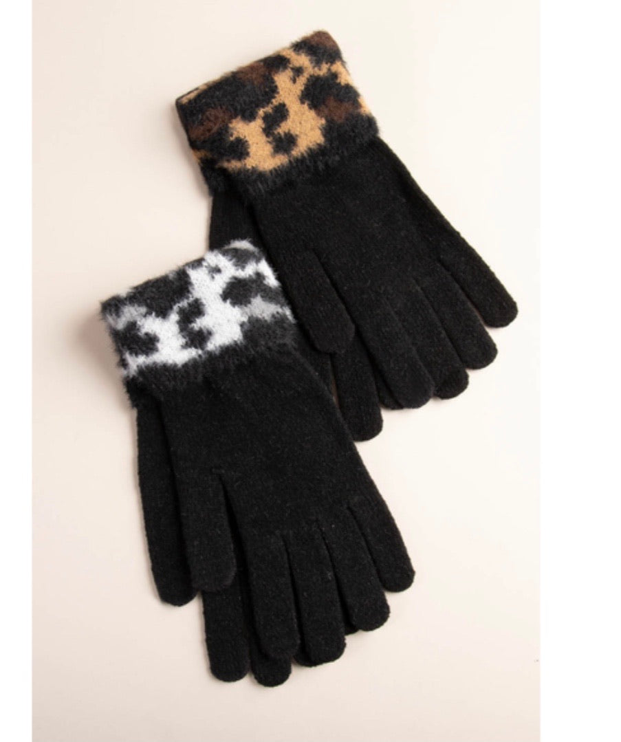 Gloves GLV6104 Leopard Print Cuff.