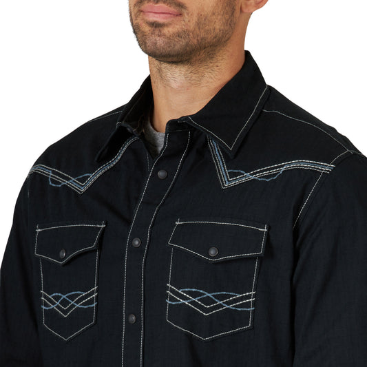 Shirts Mens Wrangler Rock 47 Black Snap