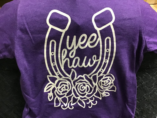 Shirts Kid’s Purple Yee Haw Horseshoe Tee Shirt