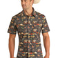 Shirts Men’s Southwestern Pattern Black Snap RRMS1SRZ7Q