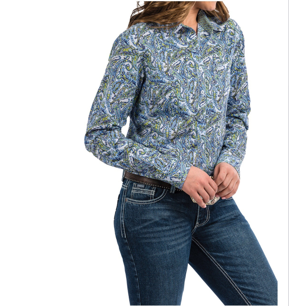 Shirts Women’s Cinch Button Blue Paisley MSW9164101