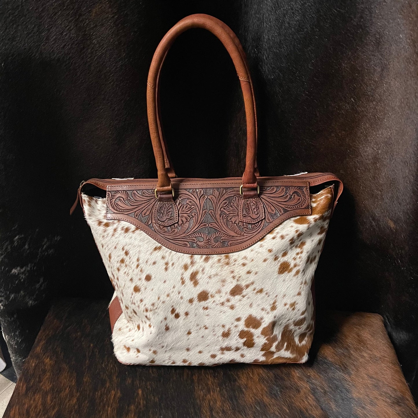 Purses Bags American Darling Tooled Hide Tote ADBGI105B