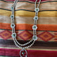 Pewter Squash necklace with blossom & turquoise accents N1157