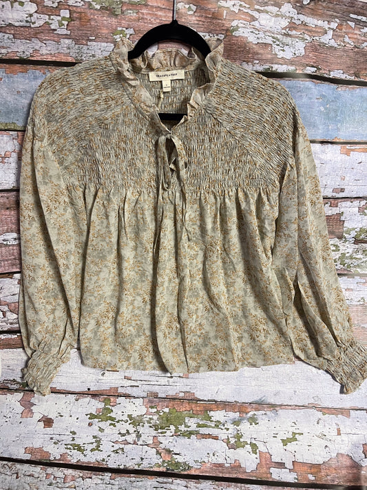 Shirts Women’s Smocked Shoulder Ditsy Chiffon Blouse 40944CL