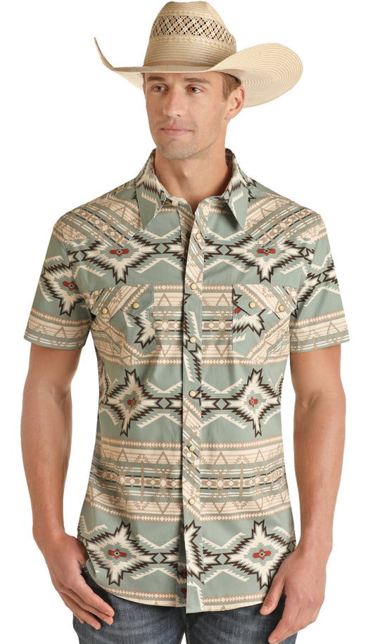Shirt Men’s Aztec Woven Snap Shirt RRMS1SR0Q4