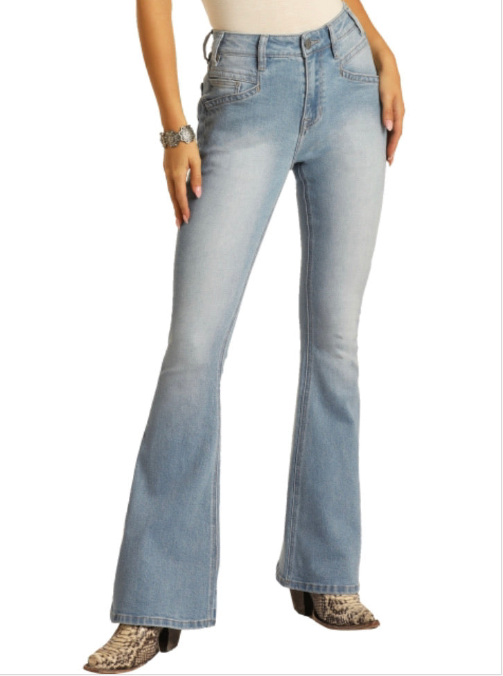 Jeans Women’s Light Wash High Rise Flare Jeans WHN9770