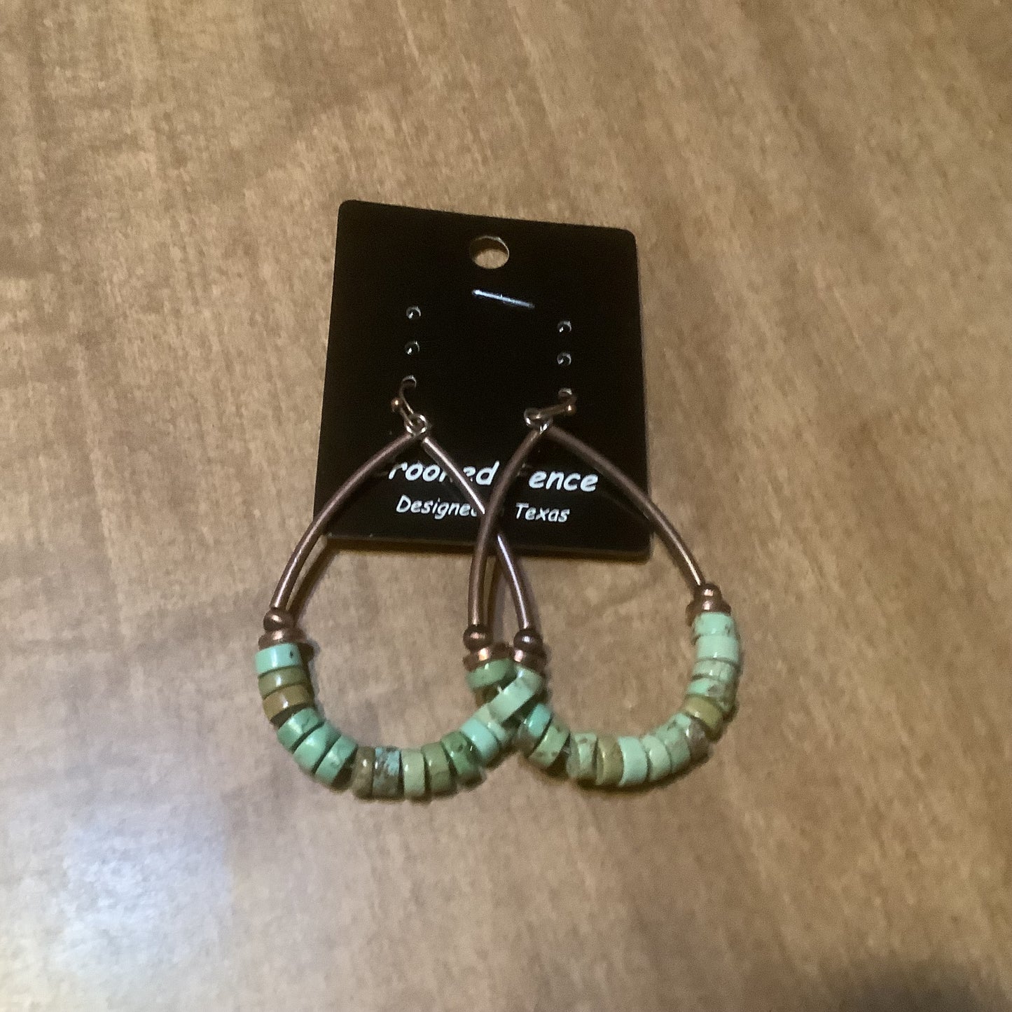 Earrings teardrop loops with turquoise, white and green stone beads  ERZ210925-37, ERZ210925-39, ERZ210925-40,
