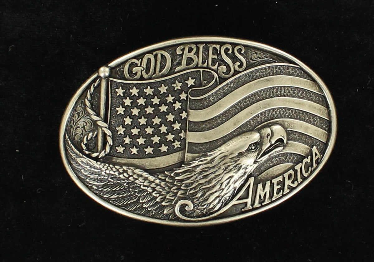 Jewelry Belt Buckle oval God Bless America