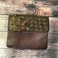 Diamond BraidCrisscross braid Pattern small light brown leather purse w/ strap ADBGI127A